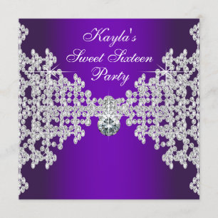 Lila Diamanten Purple Sweet Sixteen Geburtstag Einladung