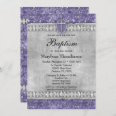 Lila Diamanten Taufe Einladung Kommunion Bling (Vorne/Hinten)