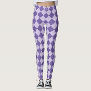 Lila Diamantmuster mit Schachbrett Leggings