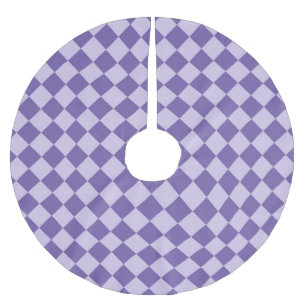 Lila Diamantmuster mit Schachbrett Polyester Weihnachtsbaumdecke