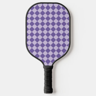 Lila Diamantmuster mit Schachbrettmuster Pickleball Schläger