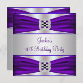 Lila Diamond 40. Geburtstag Einladung (Vorne/Hinten)