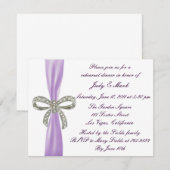 Lila Diamond Bow Hochzeitsessen Probe einladen Einladung (Vorne/Hinten)