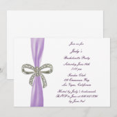 Lila Diamond Bow Junggeselinnen-Abschied Einladung (Vorne/Hinten)
