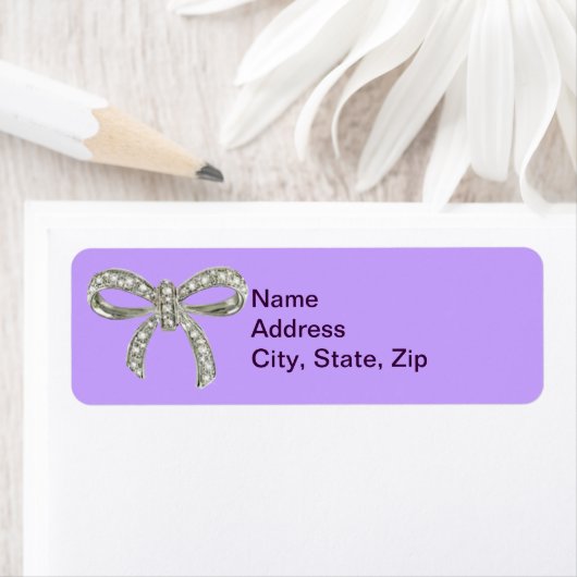 Lila Diamond Bow Wedding Address Labels (Insitu)