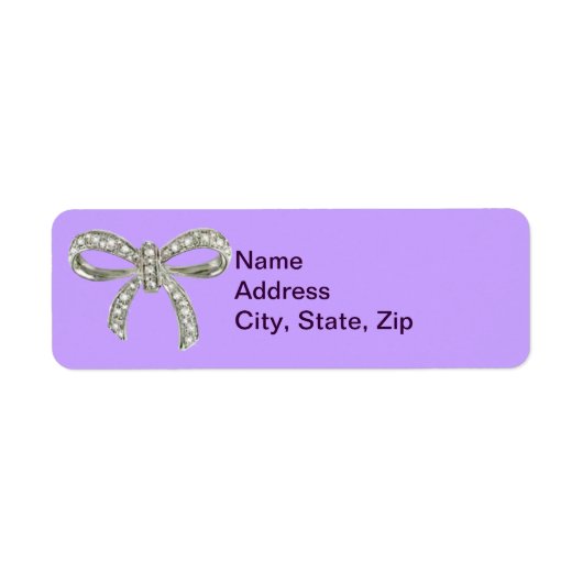 Lila Diamond Bow Wedding Address Labels (Vorne)