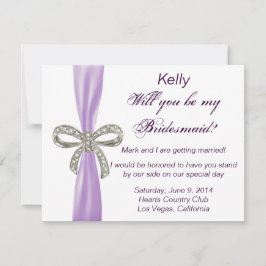 Lila Diamond Bow Wedding Bridesmaid Card Einladung