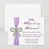 Lila Diamond Bow Wedding Bridesmaid Card Einladung (Vorne/Hinten)