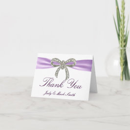 Lila Diamond Bow Wedding Dankeschön Card Dankeskarte