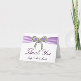 Lila Diamond Bow Wedding Dankeschön Card Dankeskarte