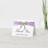 Lila Diamond Bow Wedding Dankeschön Card Dankeskarte (Vorderseite)