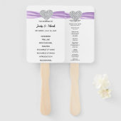 Lila Diamond-Herz-Hochzeitsprogramm Fächer (Vorne und Hinten)