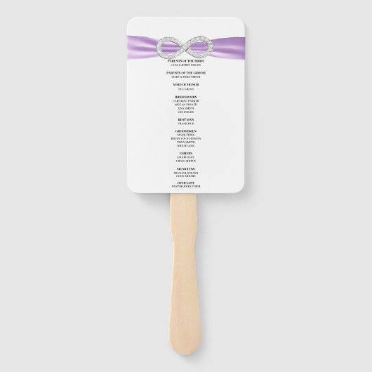 Lila Diamond Infinity Wedding Program Fans Fächer (Rückseite)