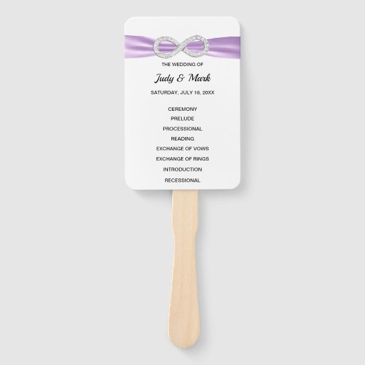 Lila Diamond Infinity Wedding Program Fans Fächer (Vorderseite)