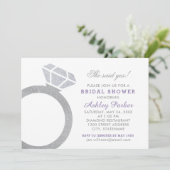 Lila Diamond Ring Glitzer Hochzeitsstift Brautpart Einladung (Stehend Vorderseite)