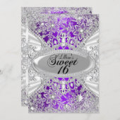Lila Diamond Snowflake Winter Wonderland Sweet16 Einladung (Vorne/Hinten)