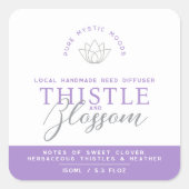 Lila Diebstahlblütenreed-Diffusorprodukt Quadratischer Aufkleber (Vorderseite)