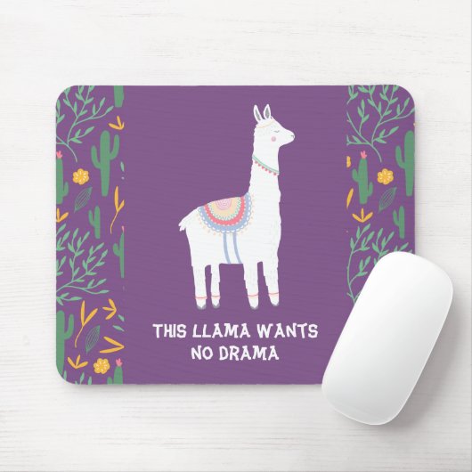 Lila Dieser Lama Will kein Drama Mousepad (Mit Mouse)