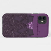Lila Digital-Glitzer, -bogen u. -schmetterling Case-Mate iPhone Hülle (Rückseite (Horizontal))