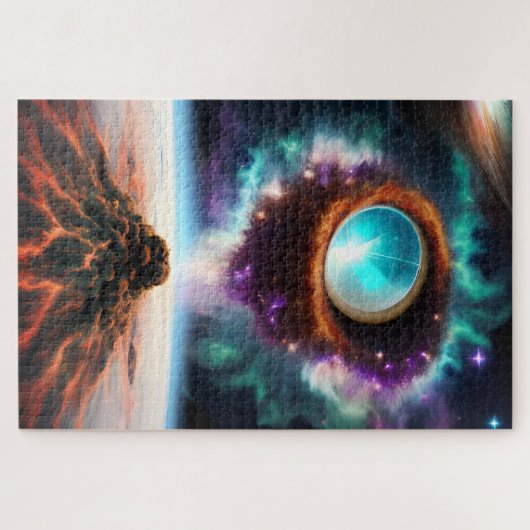 Lila Dimension Hovers über dem Vulkannebel Staub Puzzle (Horizontal)