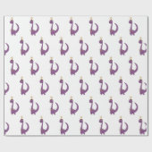 Lila Dino mit seinem Weihnachtsstar Geschenkpapier (Flach)