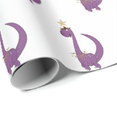 Lila Dino mit seinem Weihnachtsstar Geschenkpapier (Rolleneckpunkt)