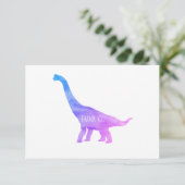 Lila Dinosaur Brachiosaurus Flat Danke Karte (Stehend Vorderseite)