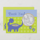 Lila Dinosaur Geburtstag Foto Vielen Dank Postkarte (Vorne/Hinten)