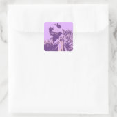 Lila Dinosaur T-Rex Quadratischer Aufkleber (Tasche)