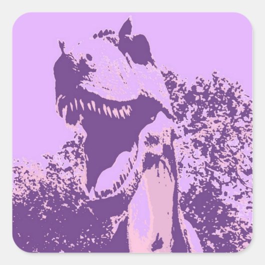 Lila Dinosaur T-Rex Quadratischer Aufkleber (Vorderseite)