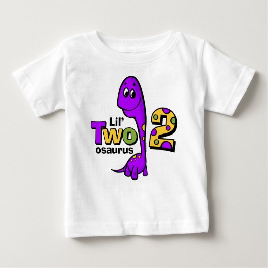 Lila Dinosaurier-2. Geburtstag Baby T-shirt (Vorderseite)