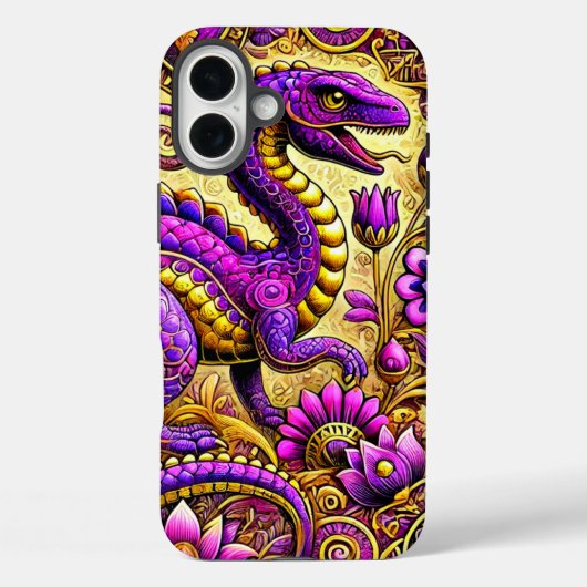 Lila Dinosaurier Art Phone Case (Rückseite)