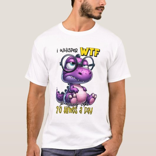 Lila Dinosaurier flüstere ich mir WTF T-Shirt (Vorderseite)