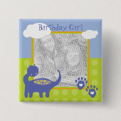 Lila Dinosaurier Geburtstag mit Dots-Foto Button (Vorderseite)