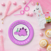 Lila Dinosaurier Geburtstagspartei Pappteller (Party)