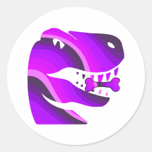 Lila Dinosaurier Girl's T-Rex Geburtstagsparty Runder Aufkleber