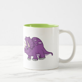 Lila Dinosaurier+Name personalisieren Zweifarbige Tasse
