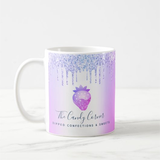 Lila Dipped Strawberry Confection Glitzer Tropfen Kaffeetasse (Links)