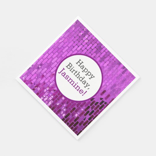 Lila Disco Ball Tiles Party Serviette (Ecke)
