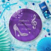 Lila Disco-Ball und Heels-Bonbon 16 Pappteller (Party)