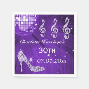 Lila Disco-Ball-und Schein-Heels 30. Serviette