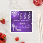 Lila Disco-Ball-und Schein-Heels 40. Serviette (Beispiel)