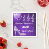 Lila Disco-Ball und Sparkle-Heels 35. Serviette (Beispiel)