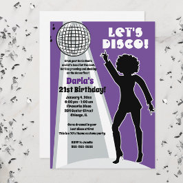 Lila Disco-Party Frauen zum Geburtstag Einladung