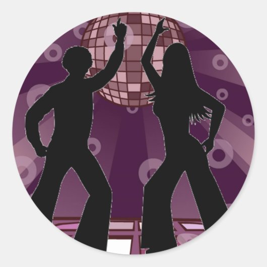 Lila Disko 2 Runder Aufkleber (Vorderseite)