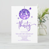 Lila Diskothek Ball 30. Geburtstag Party Einladung (Stehend Vorderseite)