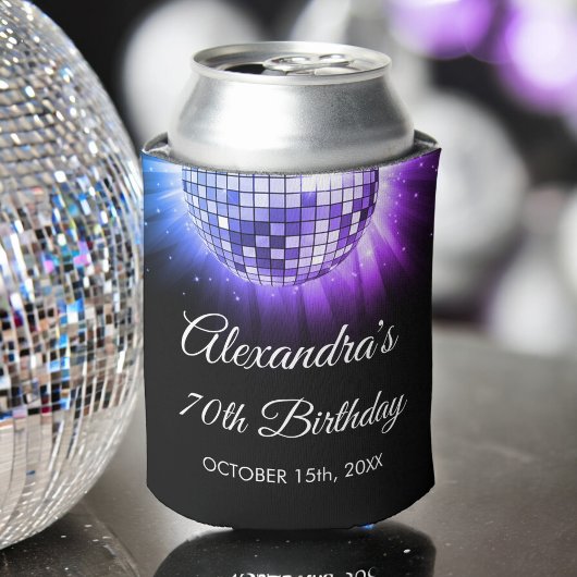 Lila Diskothek-Ball der 70er Jahre Dosenkühler