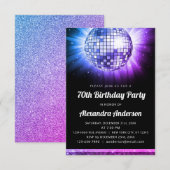 Lila Diskothek-Ball der 70er Jahre Einladung (Vorne/Hinten)