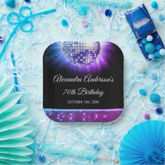 Lila Diskothek-Ball der 70er Jahre Pappteller (Party)