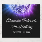 Lila Diskothek-Ball der 70er Jahre Schaumweinetikett (Einzelnes Label)